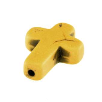 Motivperle, 16X12mm, Kreuz, 16mm, gelb-khaki gelb-khaki