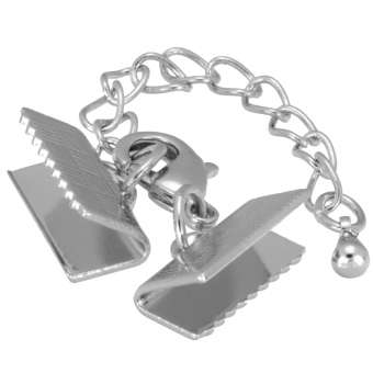 Verschluss mit Kette, 50X15 mm, silberfarben 