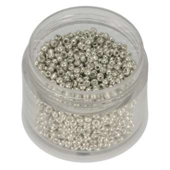 Rocailles, 20g, rund, 2mm (11/0), silber metallic silber metallic