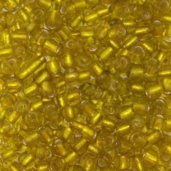 Rocailles, 50g, rund, 4mm, gelb silverline gelb silverline