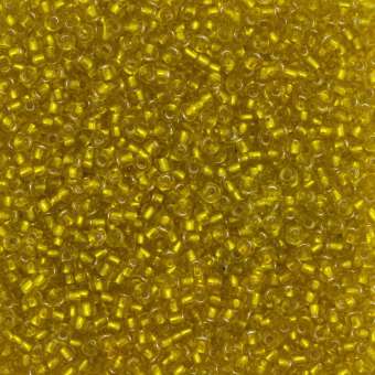 Rocailles, 50g, rund, 1,5mm, gelb silverline gelb silverline