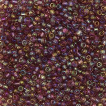 Rocailles, 50g, rund, 2mm, violett transparent-rainbow violett transparent-rainbow