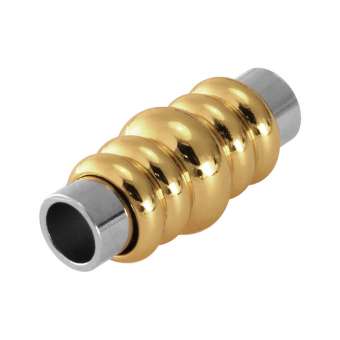 Magnetverschluss, 18X8mm, Loch-Ø 4mm, Metall, silber-goldfarben 