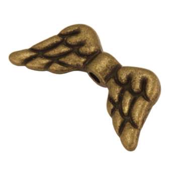Flügelperle, Metall, 20mm, bronzefarben 