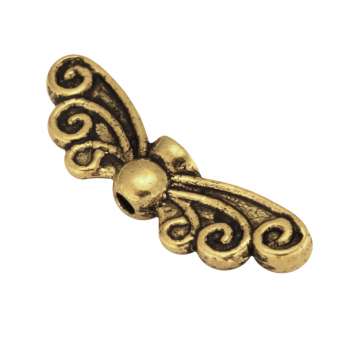 Flügelperle, 22X7mm, Metall, goldfarben 