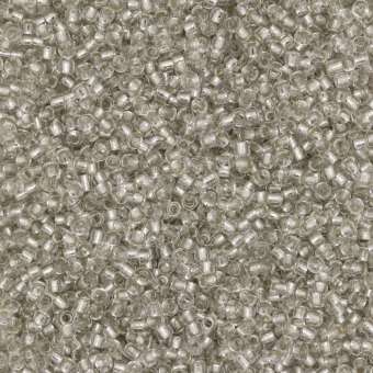 Rocailles, 50g, rund, 1,5mm, transparent silverline transparent silverline