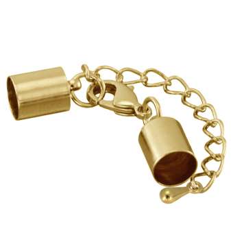 Verschluss mit Kette, 42X8,5mm, Loch-Ø 8mm, goldfarben 