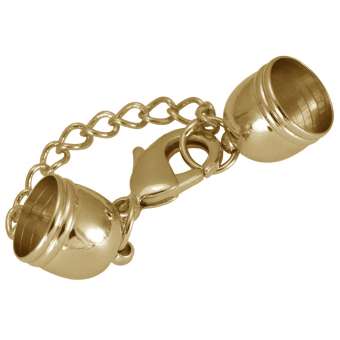 Verschluss mit Kette, 42X7mm, Loch-Ø 6mm, goldfarben 