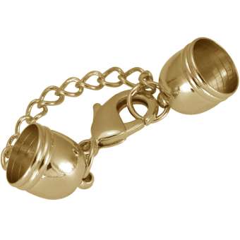 Verschluss mit Kette, 42X9mm, Loch-Ø 8mm, goldfarben 