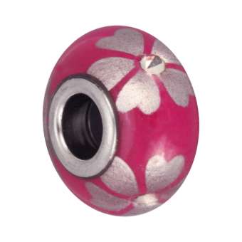 Großlochperle mit Strass, 16X9mm, dunkelpink dunkelpink