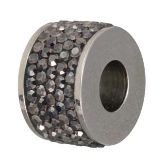 Edelstahl Strass-Großlochperle, 14X9mm, antik silberfarben antik silberfarben