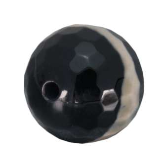 Agate (facettiert), 12mm, schwarz (mit naturfarbenen Einschlüssen) 