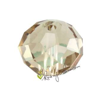 Glasschliffperle, briolette, 12X9mm, transparent-goldfarben hellbraun
