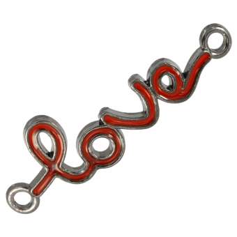 Love-Anhänger, 40X12mm, Metall, dunkelrot (antik silber) dunkelrot (antik silber)