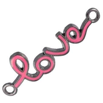 Love-Anhänger, 40X12mm, Metall, pink (antik silber) pink (antik silber)