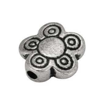 Metallperle (Blüte), 12X7mm, silberfarben 