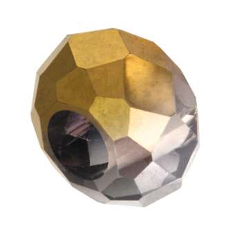 Großlochperle, 14mm, rund, transparent-gold transparent-gold