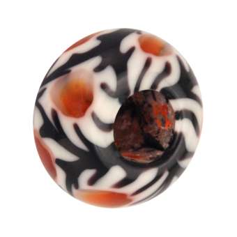 Millefiori Großlochperle, 15mm, rund, schwarz schwarz