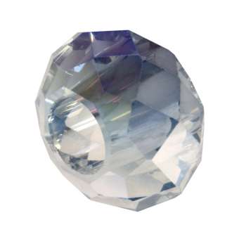 Großlochperle, 14mm, rund, transparent AB transparent AB