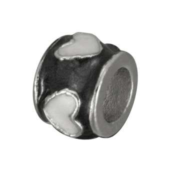 Großlochperle, 10mm, silberfarben (schwarz/ weiß) 