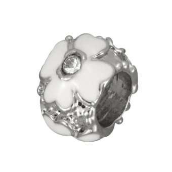 Großlochperle mit Strass, 9mm, silberfarben (weiß) silberfarben