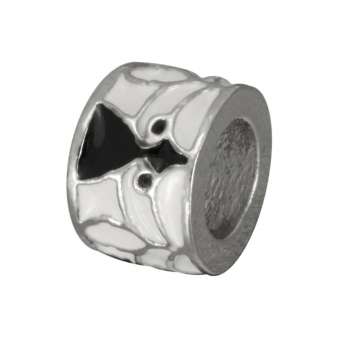 Großlochperle, 9mm, silberfarben (schwarz/ weiß) 