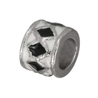Großlochperle, 8mm, silberfarben (schwarz/ weiß) 