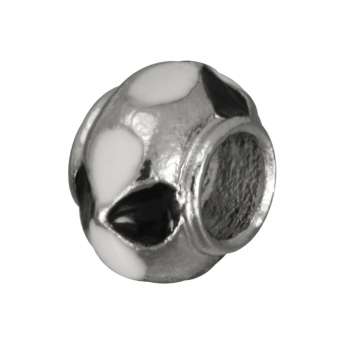 Großlochperle, 10mm, silberfarben (schwarz/ weiß) 