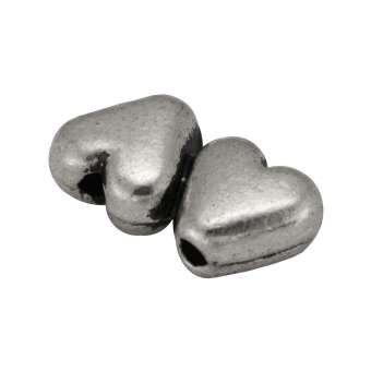 Metallperle (Herz), 6X11mm, silberfarben 