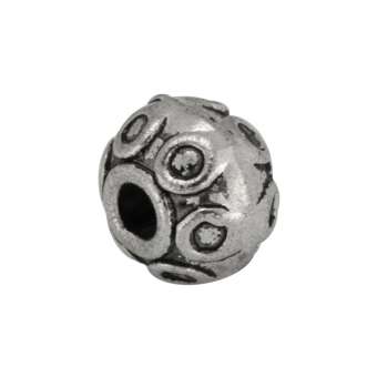 Metallperle, 6X7mm, silberfarben 