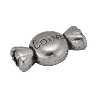 Metallperle (Bonbon), 6X11mm, silberfarben 
