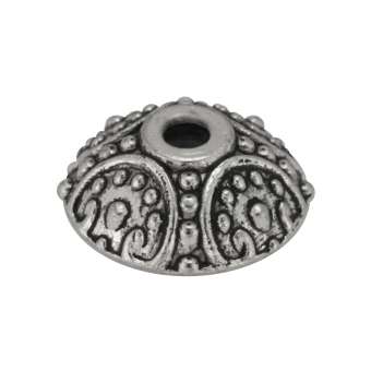 Perlenkappe, 10X4mm, Metall, silberfarben 