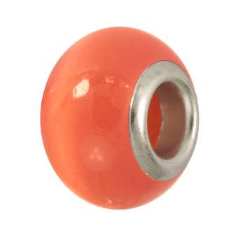 Großlochperle aus Katzenauge, 14mm,  hellorange hellorange