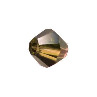 Glasschliffperle (10 Stück), bi-konisch, 4X4mm, safrangelb (schwarz-silber) safrangelb (schwarz-silber)
