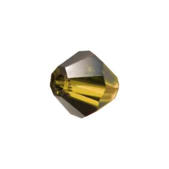 Glasschliffperle (10 Stück), bi-konisch, 4X4mm, topaz (schwarz-silber) topaz (schwarz-silber)