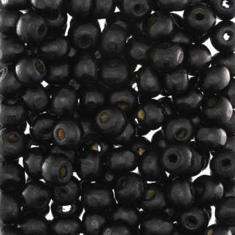 Holzperle (5 Gramm / ca. 160 Stück), 5,5mm, rund, schwarz schwarz