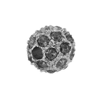 Strassperle, 8mm, rund, grau-metallic/ silberfarben grau-metallic/ silberfarben