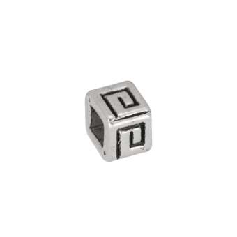 Metallperle mit Ornament, 4X3,5mm, silberfarben silberfarben