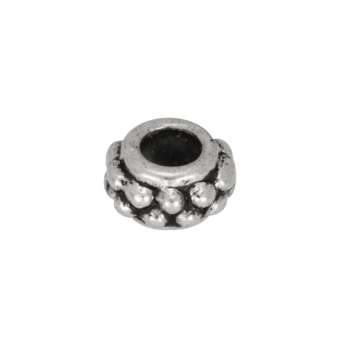 Metallperle mit Ornament, 7X4mm, silberfarben silberfarben