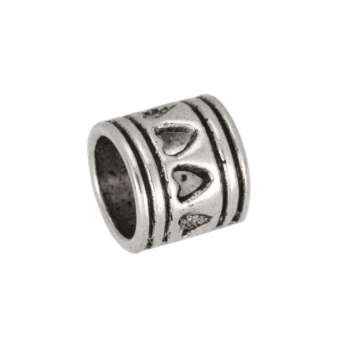 Großlochperle mit Herzen, 7X6mm, silberfarben silberfarben