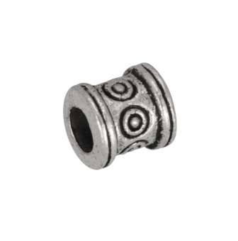 Metallperle mit Ornament, 6X6mm, silberfarben silberfarben