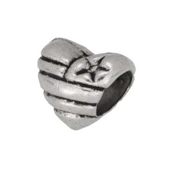 Großlochperle (Herzform), 9X8mm, silberfarben silberfarben
