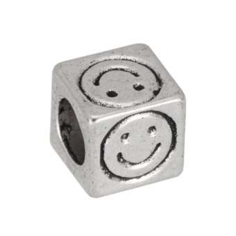 Großlochperle (Smily), 7,5X7,5mm, silberfarben silberfarben