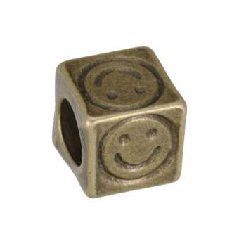 Großlochperle (Smily), 7,5X7,5mm, bronzefarben bronzefarben
