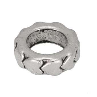 Großlochperle mit Herzen, 11X3mm, silberfarben silberfarben