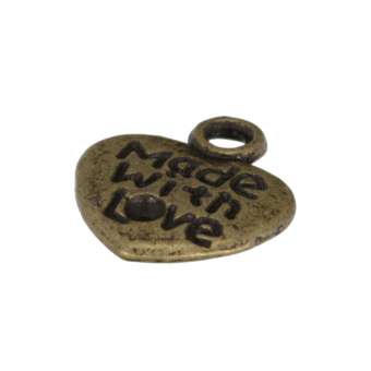 Metallanhänger "Made with Love", 12X11mm, bronzefarben bronzefarben