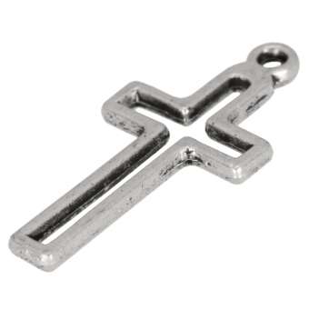 Metallanhänger (Kreuz), 23X11mm, silberfarben silberfarben