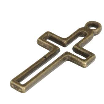 Metallanhänger (Kreuz), 23X11mm, bronzefarben bronzefarben