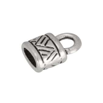 Endkappe mit Ornamenten, 10X6mm, Loch-Ø 2X4,5mm, silberfarben silberfarben