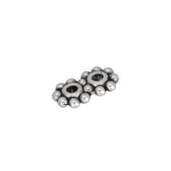 Metallspacer (2 Fädelösen, Loch-Ø 0,7mm), 7X4mm, silberfarben 2 Fädelösen, silberfarben